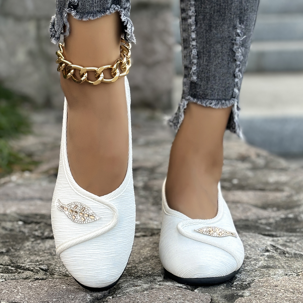 Men Shoes Size - Women's Elegant Rhinestone Flat Shoes 2025