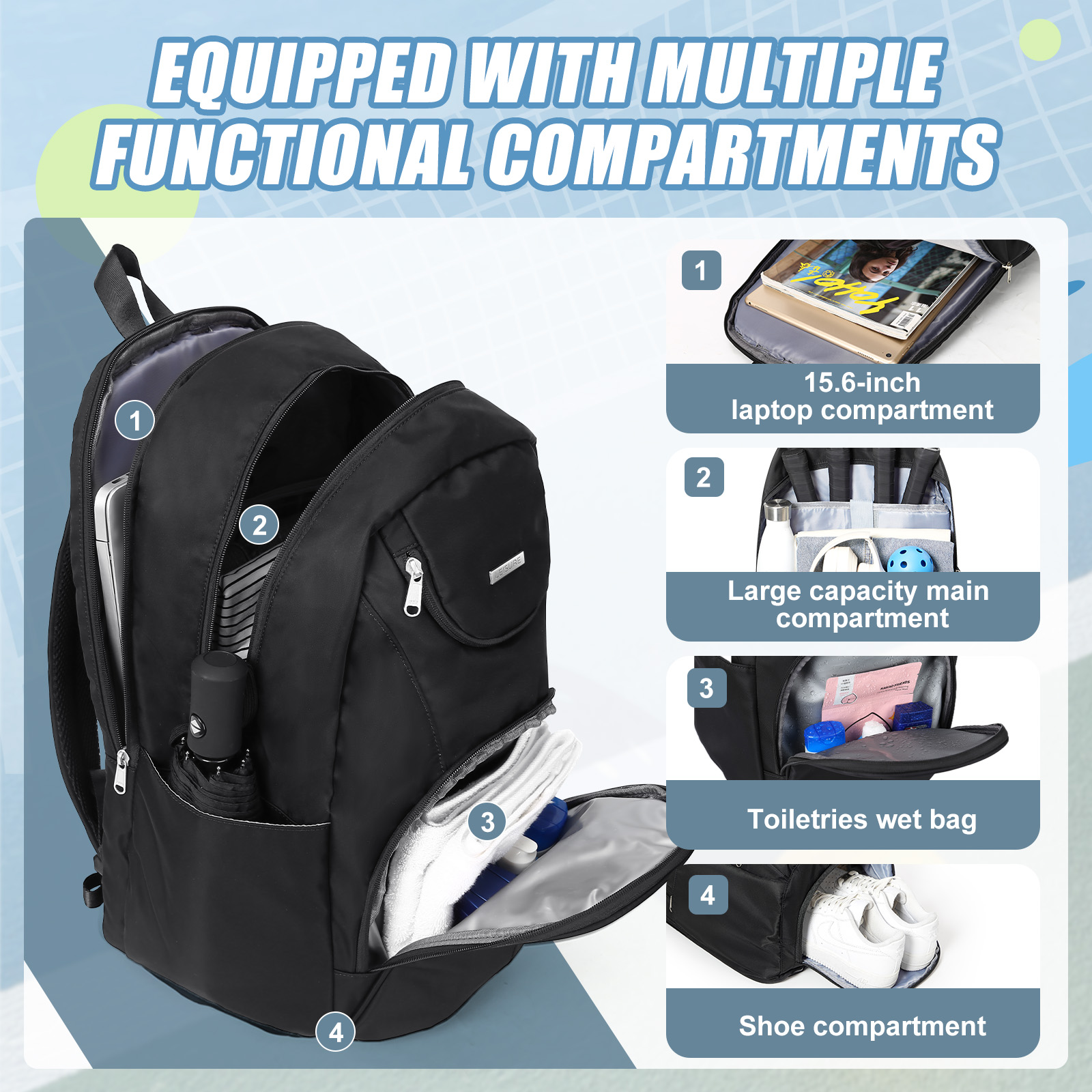 Tennis Bag Tennis Backpack 2 R - Men'S Shoes To Women'S recensie en prijs